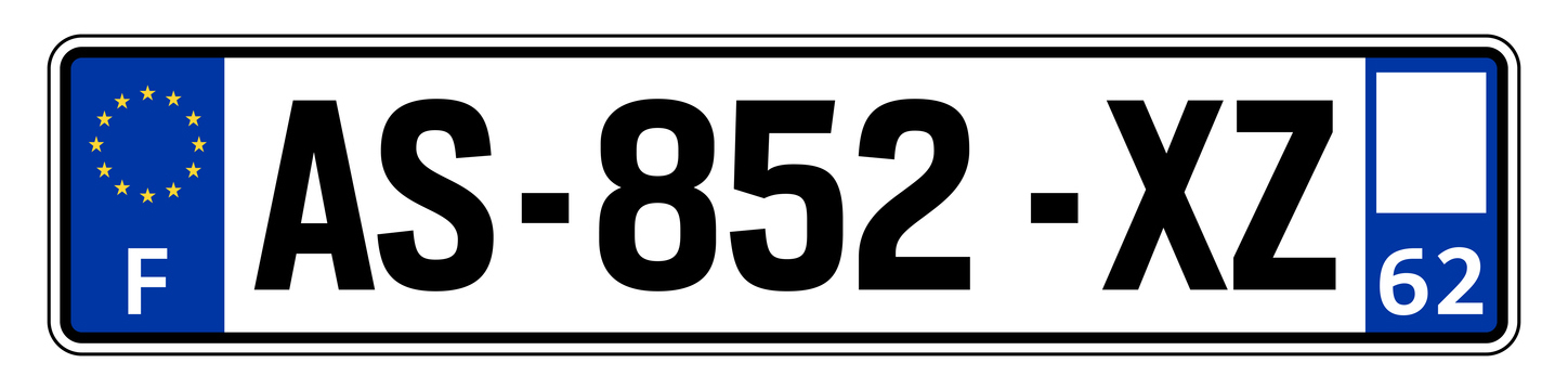 An example of French licence plates.