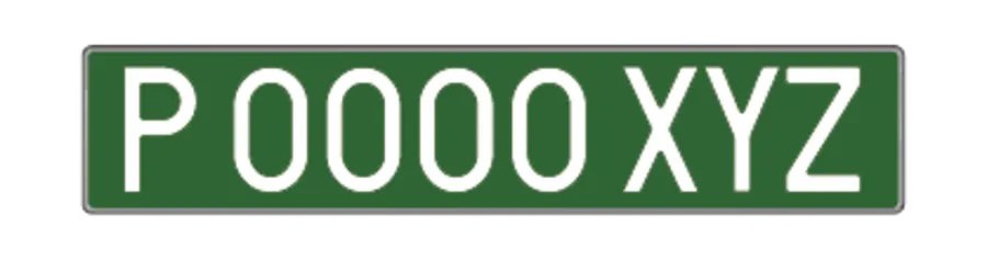 The format of the temporary licence plate in Spain - Placas Verdes