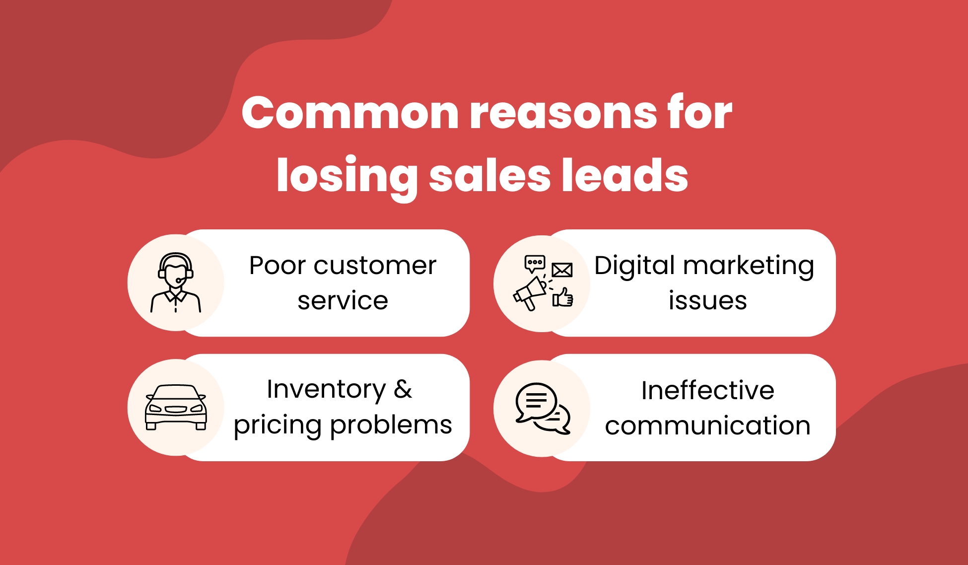 Infographic - 4 common reasons for losing sales leads in a dealership