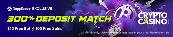 CryptoCasino.com 300% deposit match for DappRadar users