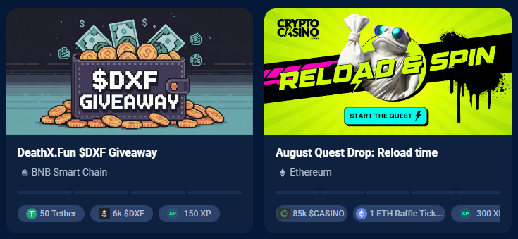 Complete Quests and earn rewards on DappRadar
