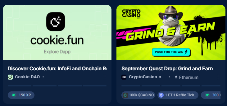 Complete Quests and earn rewards on DappRadar