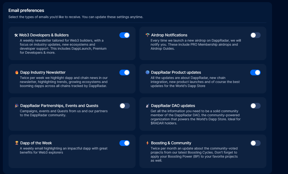 Account Settings, adjust your newsletter preferences