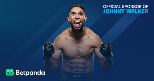 Athlete wearing black gloves on a blue background with the Betpanda logo visible.