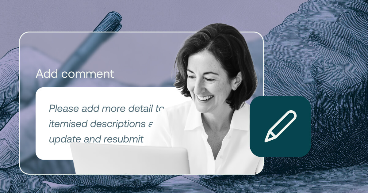 Illustration of woman adding comment