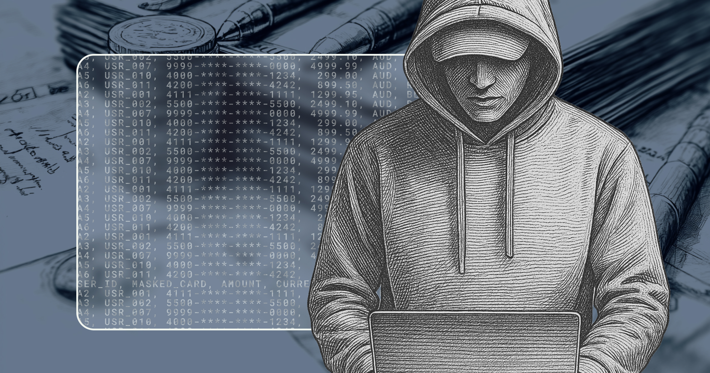 Layered illustration featuring stack of coins