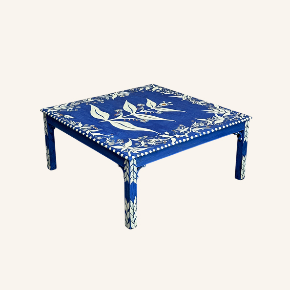 Floral Coffee Table in Frida Blue