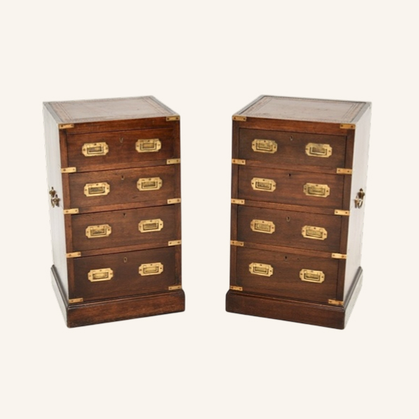 Mahogany Military Bedside Chests, 1900s