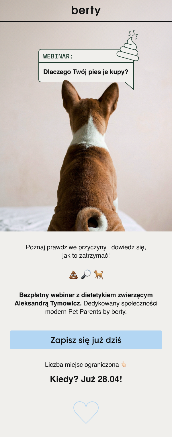 Wiosenna promocja w berty!  Teraz wszystkie produkty kupisz 20% taniej. Użyj kodu: BERTY20 Rabat naliczy się w koszyku. Sprawdź -20% na wszystko Jak skorzystać z promocji? 1.Dodaj do koszyka ulubione produkty 2.mWpisz kod BERTY20 i odbierz rabat. Promocja trwa tylko do 20.04.