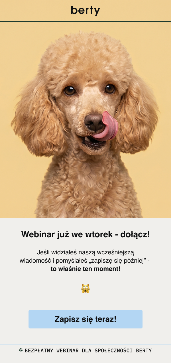 BEZPŁATNY WEBINAR DLA SPOŁECZNOŚCI BERTY We wtorek spotykamy się z Olą Tymowicz @dietetykzwierzecy na bezpłatnym webinarze o tym, dlaczego psy zjadają odchody i jak skutecznie to zatrzymać. To temat, który dotyczy wielu opiekunów – i bardzo często ma konkretne, możliwe do rozwiązania przyczyny. Webinar poprowadzi dietetyk zwierzęcy Aleksandra Tymowicz Będzie też przestrzeń na pytania, więc możesz odnieść je do swojego psa. </div><script type=