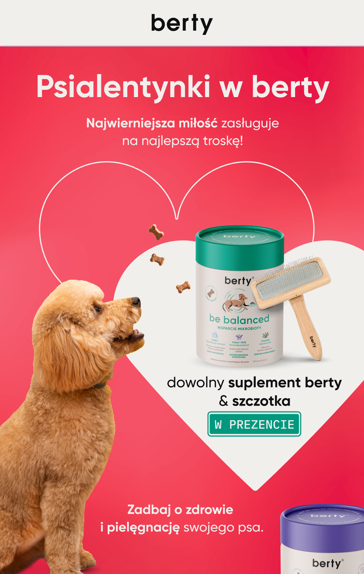 Psialentynki w berty. Najwieniejsza miłośc zasługuje na najlepszą troskę! Dowolny suplement berty i szczotka w prezencie. Zadbaj o zdrowię i pielęgnacje swojego. psa